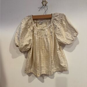 GAP Cream Puff Sleeve Bib Collar Blouse